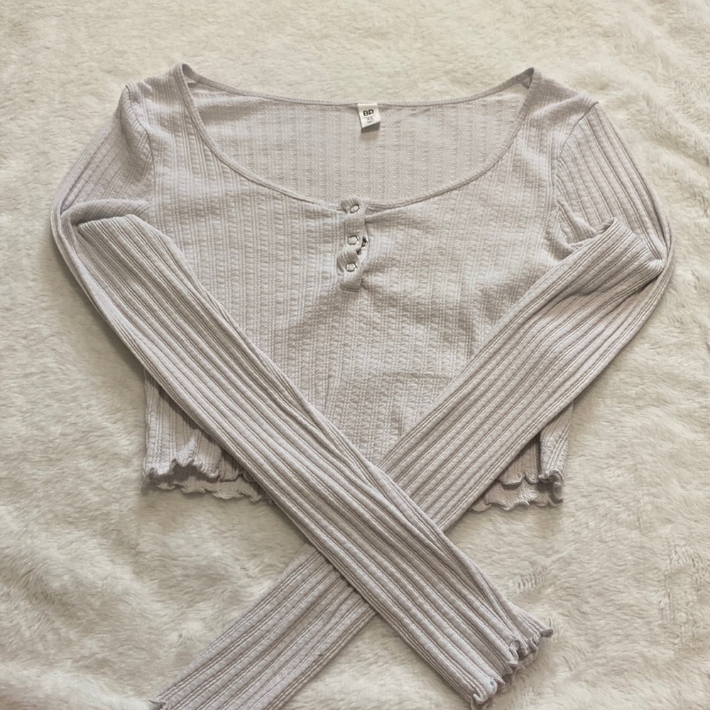 BP womens long sleeve crop top, white, xs